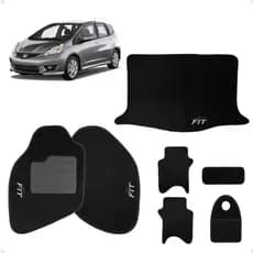 Jogo Tapete Carpete Porta Malas Compativel Ao New Fit 2009 até 2014 Lixeira