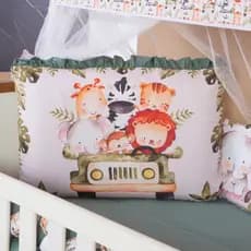 Kit Berço Americano 13 pcs para Bebê Menino Safari Zoo