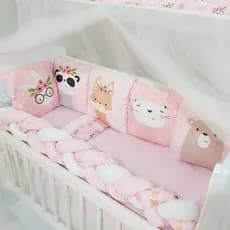 Kit Mini Berço com 12 peças + Saia de Berço Bebê Menina Lhama
