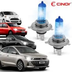 Par Lâmpadas H4 8500K Super Branca Tipo Xenon 55W 12V Cinoy P43t Gol Celta Palio HB20 Onix