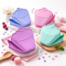 Luva Térmica Pegador Térmico Em Silicone Formato Cupcake Cozinha Forno