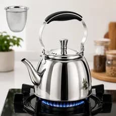 Chaleira de Aço Inox 1 litro com Infusor Filtro de Inox para chá Café Alça Térmica