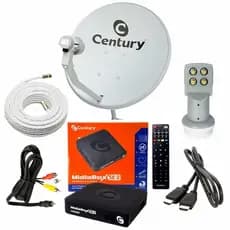 Receptor Digital Century Completo com Antena Digital Cabo LNBF Quádruplo