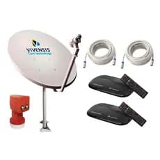 Kit Vivensis Para 02 Tv 01 Antena + 02 Receptor + Lnbf Duplo