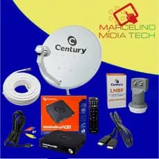 Kit Century Tv Completo com Antena + Receptor + Lnbf Duplo + Cabo