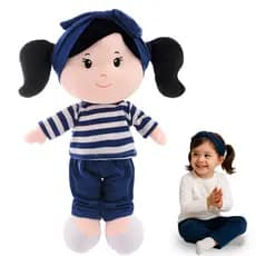 Boneca Pelúcia Menina Anaju Pano Bebê Infantil Plush Antialérgico Macio Presente Naninha Fofinha