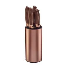 Conjunto Facas e Cepo Rose Gold Aço Inox - Wp Connect
