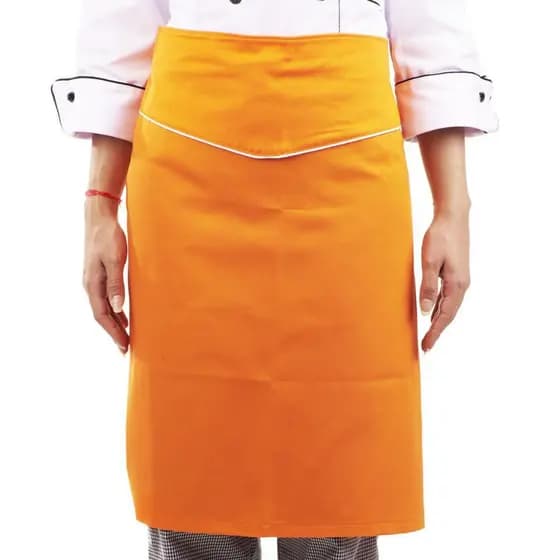 Avental De Cozinha Cintura Ajustável Laranja Uniforme Para Chef De Cozinha Profissional Gastronomia 100% Algodão