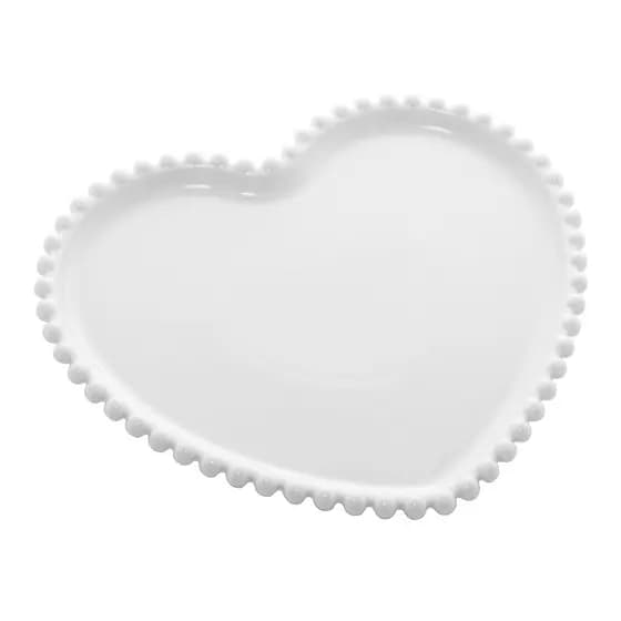 Prato De Cerâmica Formato De Coração 25x22cm Para Servir Mesa Jantar Almoço Sobremesa Presente Romântico Namorados Mães