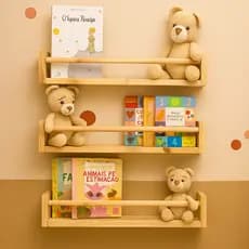 Kit de 3 Prateleiras Infantil de Madeira Montessori para Livros e Decoração - Dulce  Slim  - 50 cm