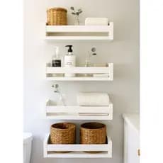 kit Prateleira Nicho para Banheiro Branco de MDF Porta Cosméticos Organizador e Decoração - 30 CM