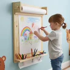 Lousa Montessori Infantil de Parede em Madeira Natural Painel Criativo para Desenho+ Bobina de papel