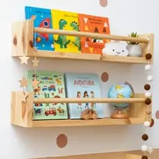 Prateleira Infantil 60cm em Madeira Pinus para Livros e Decoração – Dulce Slim