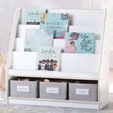 Estante Expositor Porta Livros Revisteiro Branco Montessori de MDF - Organizador de Chão - Dumbo
