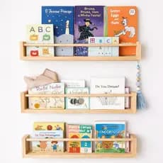 Kit Prateleira Infantil de Madeira Montessori para Livros e Decoração Dulce Slim - 50 cm