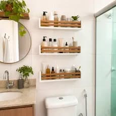 Prateleira Branca para banheiro MDF - Cedrinho - Linha Multiuso - Porta Cosméticos