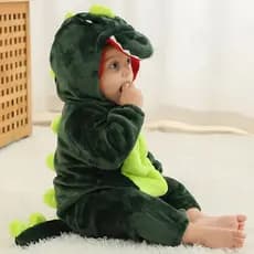 Fantasia Pijama de Dinossauro Bebê Peluciado super quentinho e confortável
