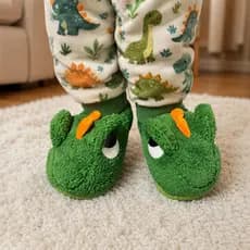 Pantufa Infantil unisex de Dinossauro Peluciada antiderrapante Conforto para os Pezinhos