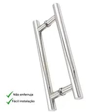Puxador Aço Inox Tubular 45cmx30cm para Porta / Portão - Vidro, Madeira e Aluminio - Não enferruja