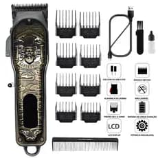 Maquina De Cortar Cabelo e Barba Profissional Recarregável Sem Fio