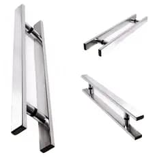 Puxador Aço Inox 80cm P/ Porta De Vidro / Alumínio / Madeira - Puxador 80cmx60cm Polido