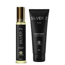 Kit Perfume Masculino Silver Z 28ml Zyone + Creme Masculino 80g - Fragrância Importada