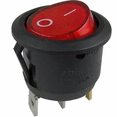 5 Und. Botão Led Liga/desliga Acende LED 12v Chave Gangorra Vermelha