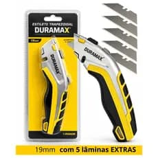 Estilete Metal Emborrachado Trapezoidal 19mm 5 Lâminas extras uso doméstico e profissional