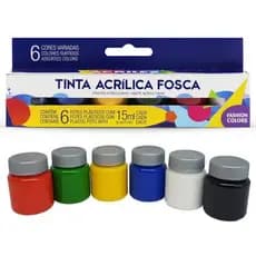 Conjunto Tinta Acrílica Fosca Acrilex Artesanato 6 Cores Potes 15ml