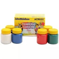 Kit Tinta Para Pintar Tinta Guache Tempera Pintura Infantil 15ml 6 Cores Acrilex