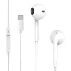 Fone De Ouvido com fio Tipo C Com Microfone Para iPhone 15 16 S10 S20 S22 S24 Branco
