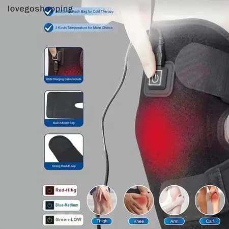 Joelheira Elétrica Massagem Fisioterapia Infravermelho Reabilitação Almofada Perna Alivia Dor