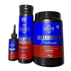 Kit Relaxamento - Relaxamento 1kg + Shampoo Indicador 300ml + Pré hair 60ml (proteje o couro cabeludo) - Classe A