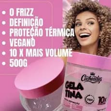 Kit Gelatina Capilar Cachos 1kg 500g Mega Definição Volume Antifrizz Hidratação Vegana Premium