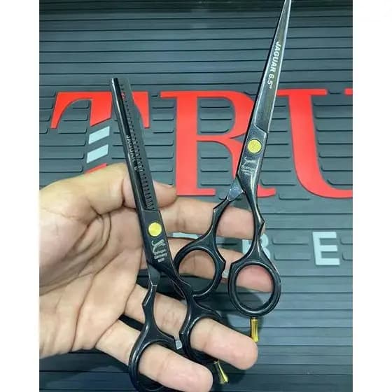 Kit Tesouras Jaguar Desbaste Preta + Tesoura Preta Laser/navalha 6.5 ou 7 polegadas