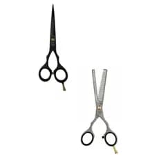 Kit Tesoura Profissional Jaguar Desbaste + Tesoura Preta Laser/Navalha