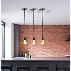 Luminária de Teto Pendente E-27 3 Unidades Lustre Fio Cabo Vintage Retro Industrial Cozinha Sala