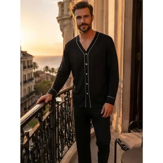 Pijama Masculino Longo Adulto Manga Longa Calça Comprida