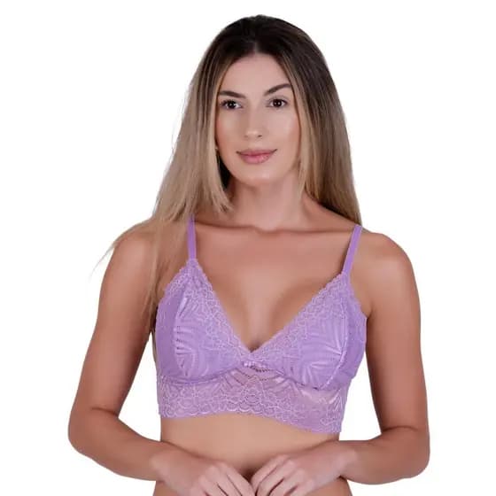 Sutiã sem Bojo sem Aro de Renda Alça Fina Cropped Confortável Isis