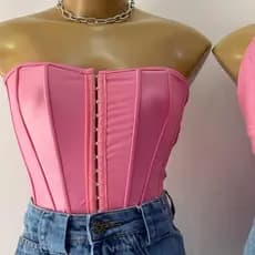 Cropped Corset Espartilho Acetinado Tomara que Caia