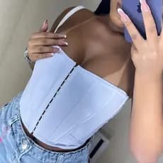 Cropped Corset Espartilho Acetinado Tomara que Caia