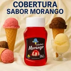 Cobertura Morango sobremesa sorvetes açaí bolo