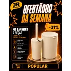 Kit Lixeira 5L + Escova Sanitária Banheiro Moderna Compacta