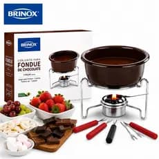 Fondue Brinox 7 Peças Original Chocolate Queijo Tigela Esmaltada