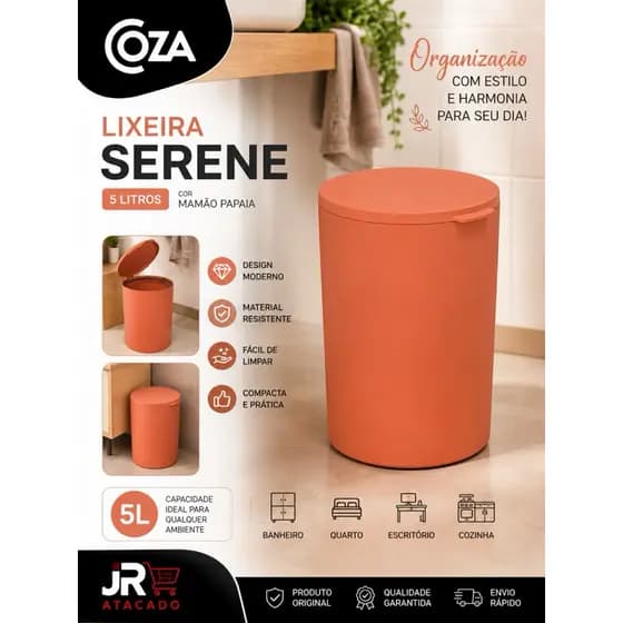 Lixeira Serene Coza 5 Litros Tampa Basculante banheiro