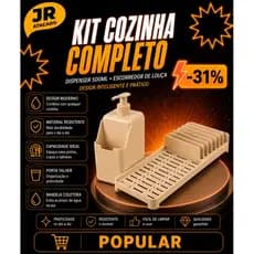 Kit Cozinha Organizador de Pia Escorredor de Louça + Dispenser Detergente