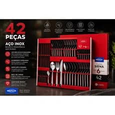 Faqueiro Brinox Siena 42 Peças Aço Inox Premium Completo Serve 6 Pessoa