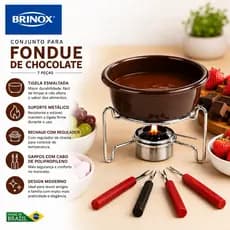 Conjunto Para Fondue Brinox 7 Peças Cerâmica Com Vela Chocolate Queijo