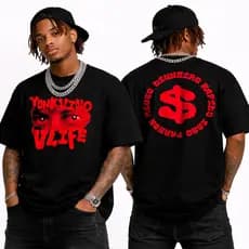 Camiseta Algodão Unissex rapper Yunk Vino V Life trap vintage retro Camisa Masculina Tshirt Feminina