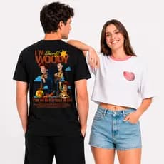 Camiseta Cropped Casal Woody e Betty Personagens Toy Story  FC LEIA DESCRIÇÃO
